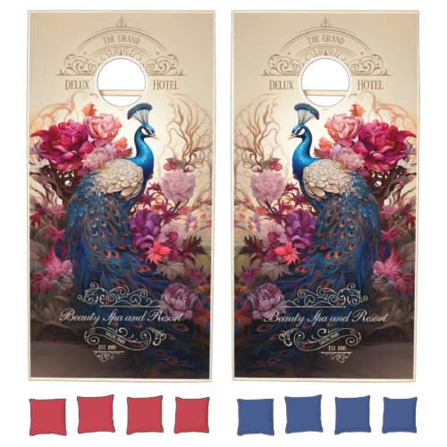 Art Nouveau Victorian Peacock  Elegant Spa Hotel Cornhole Set