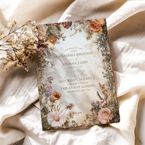 Art Nouveau Victorian Royal Floral Wedding  Invitation