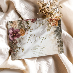 Art Nouveau Victorian Royal Floral Wedding  RSVP Card