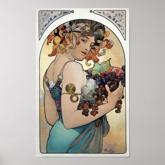 Art Nouveau vintage 1897 "Fruit" by Alphonse Mucha Poster (Front)