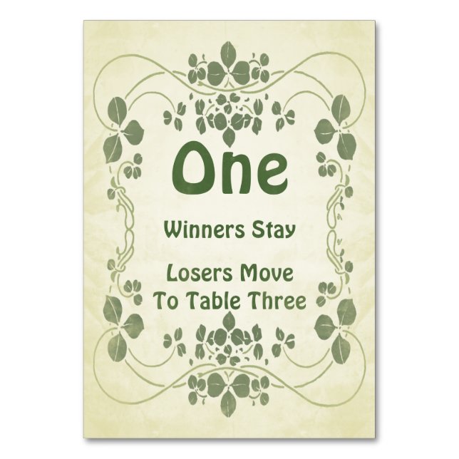 Art Nouveau Vintage #1 Bunco Table Card (Front)