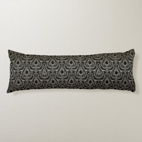 art nouveauvintageblacksilverfloralpatternch body pillow