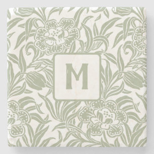 Art Nouveau Vintage Botanical Floral Pattern Stone Coaster