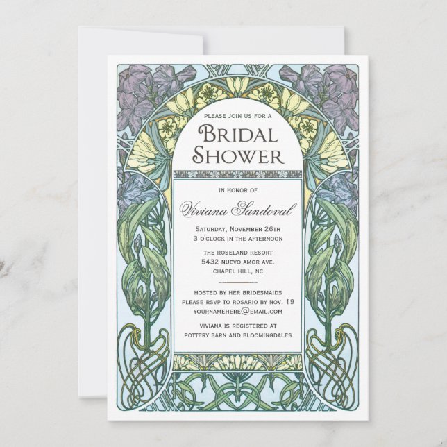 Art Nouveau Vintage Bridal Shower Invitations (Front)