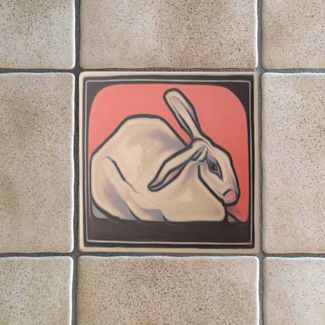 Art Nouveau Vintage Bunny Rabbit Animal Theme Ceramic Tile (Creator Uploaded)