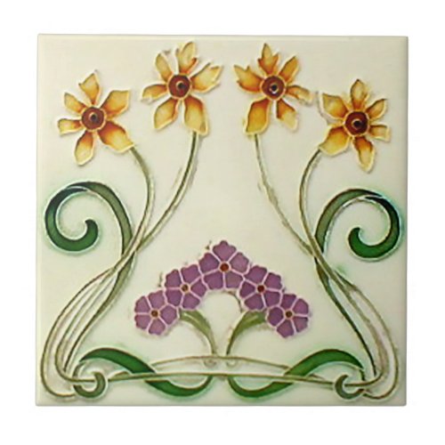Art Nouveau Vintage Design Backsplash Tile 2 Sizes