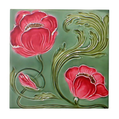 Art Nouveau Vintage Design Backsplash Tile 2 Sizes