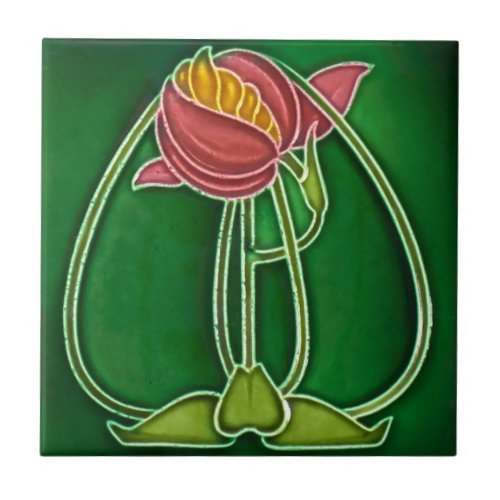 Art Nouveau Vintage Design Backsplash Tile 2 Sizes