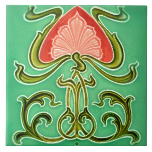 Art Nouveau Vintage Design Feature Tile 2 Sizes (Front)