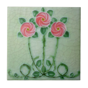 Art Nouveau Vintage Design Feature Tile in 2 Sizes