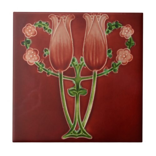 Art Nouveau Vintage Design Feature Tile in 2 Sizes