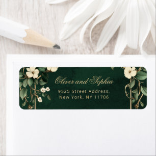 Art Nouveau Vintage Emerald Wedding Return Address Label