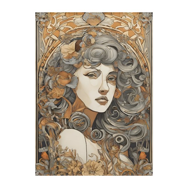 Art Nouveau Vintage Female Portrait Acrylic Print (Front)