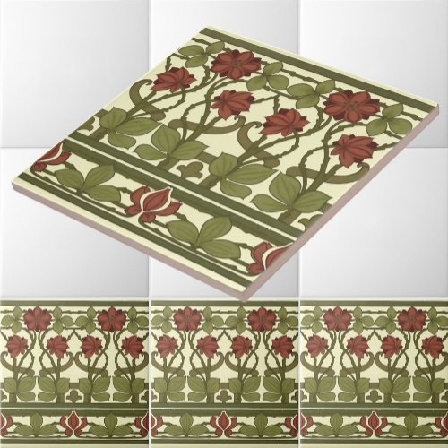 Art Nouveau Vintage Floral Border Frieze Ceramic Tile