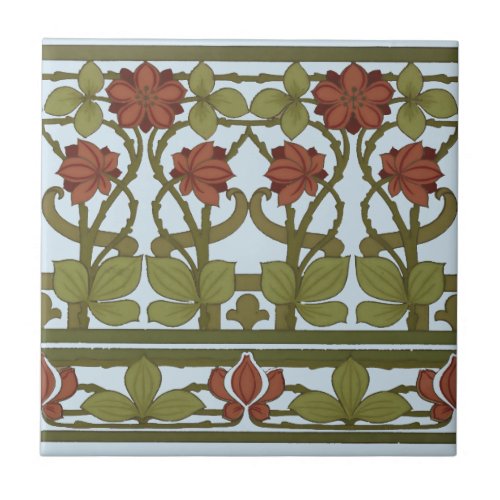 Art Nouveau Vintage Floral Border Frieze Ceramic Tile