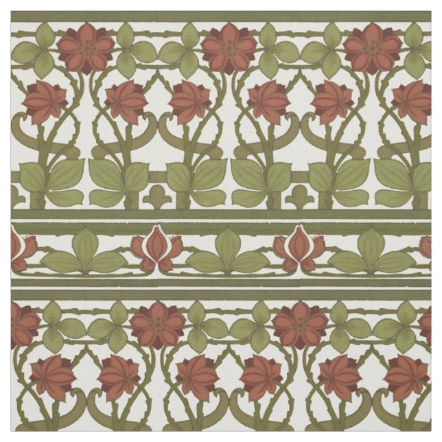 Art Nouveau Vintage Floral Border Frieze Pattern Fabric (Swatch)