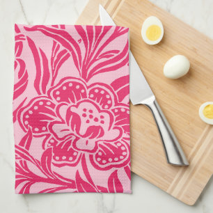 Art Nouveau Vintage Floral Botanical Pink Pattern Kitchen Towel