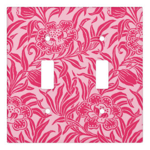 Art Nouveau Vintage Floral Botanical Pink Pattern Light Switch Cover
