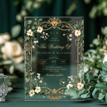 Art Nouveau Vintage Floral Green and gold Wedding Acrylic Invitations<br><div class="desc">For an enhanced presentation,  we recommend layering the invitation over a deep emerald green card background — the rich color brings out the gold tones and adds a dramatic,  elegant effect that will truly captivate your guests.
Art Nouveau Vintage Floral Green and gold Wedding Acrylic Invitations
Matching items available.</div>