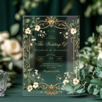 Art Nouveau Vintage Floral Green and gold Wedding