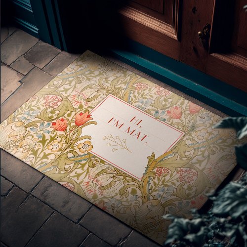 Art Nouveau Vintage Floral Lily Morris Welcome Doo Doormat