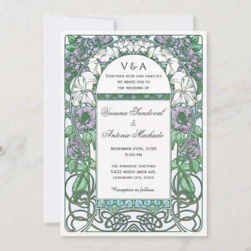 Art Nouveau Vintage Floral Wedding Invitations