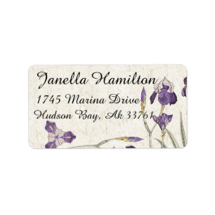 Art Nouveau Vintage Iris Flowers Address Labels