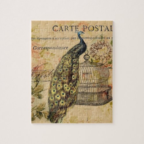 art nouveau vintage peacock french provincial jigsaw puzzle