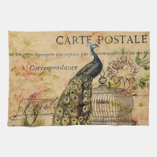 art nouveau vintage peacock french provincial kitchen towel