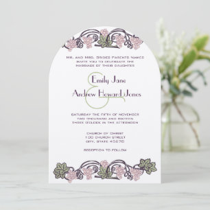 Art Nouveau Vintage Pink Vineyard Wedding Invitati Invitation