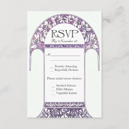 Art Nouveau Vintage Purple Rsvp Wedding Cards Vi