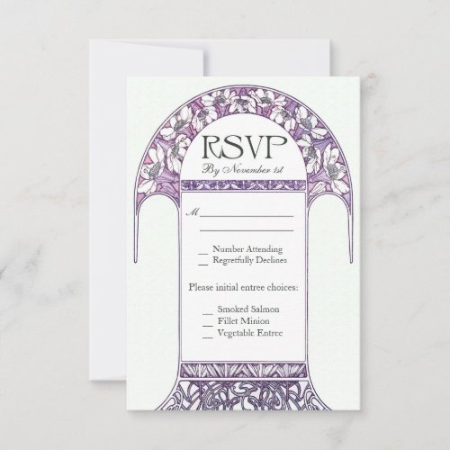 Art Nouveau Vintage Purple RSVP Wedding Cards VI