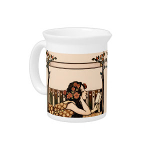 Art Nouveau Vintage reader Beverage Pitcher