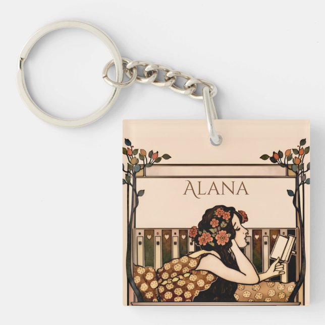 Art Nouveau Vintage reader Keychain (Front)