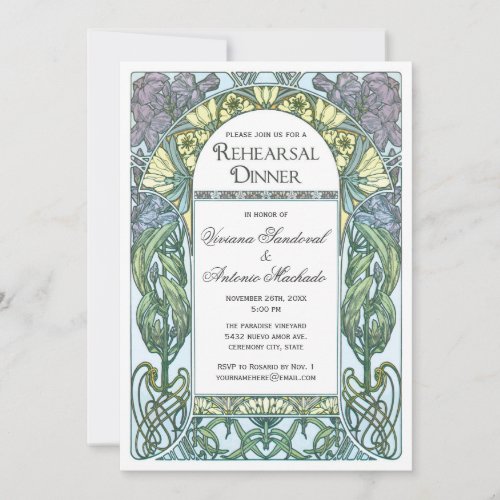 Art Nouveau Vintage Rehearsal Dinner Invitations