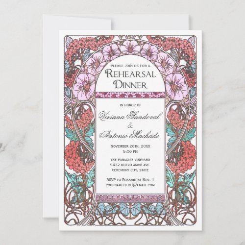 Art Nouveau Vintage Rehearsal Dinner Invitations