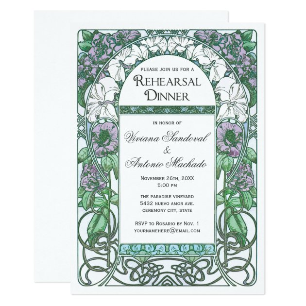 Art Nouveau Vintage Rehearsal Dinner Invitations