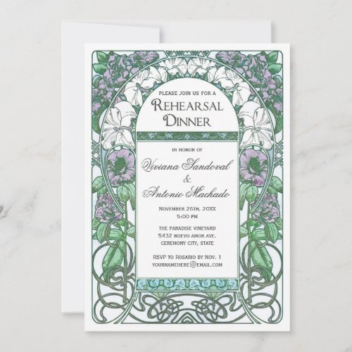 Art Nouveau Vintage Rehearsal Dinner Invitations