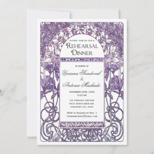 Art Nouveau Vintage Rehearsal Dinner Invitations