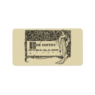 Art Nouveau Vintage Rose Bush Border Label