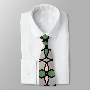 Art Nouveau Vintage Style Grey, Green, Pink,  Neck Tie