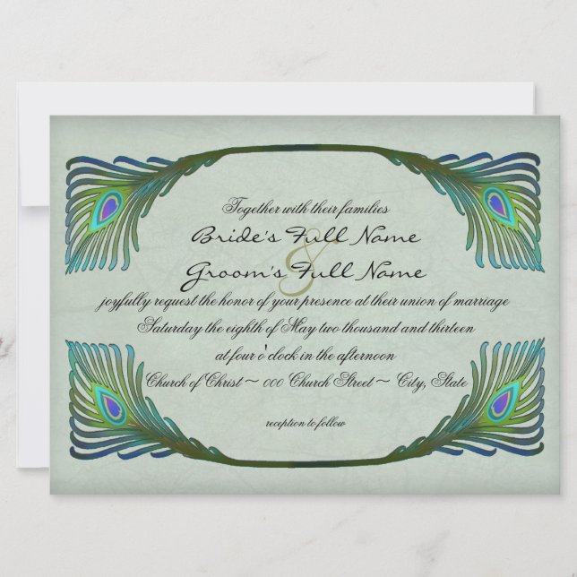 Art Nouveau Vintage Style Wedding Invitation (Front)