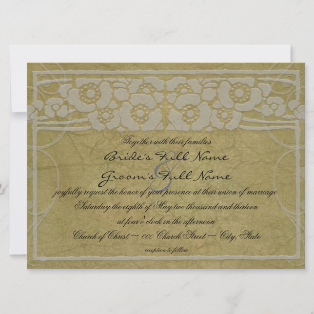 Art Nouveau Vintage Style Wedding Invitation (Front)