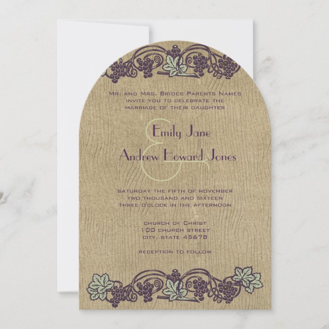 Art Nouveau Vintage Vineyard Wedding Invites (Front)