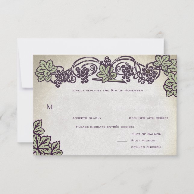 Art Nouveau Vintage Vineyard Wedding RSVP (Front)