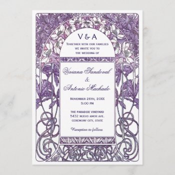 Art Nouveau Vintage Wedding Invitations Vi Purple by Anything_Goes at Zazzle