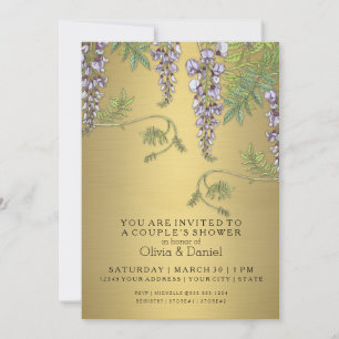 Art Nouveau Vintage Wisteria Floral Couples Shower Invitation
