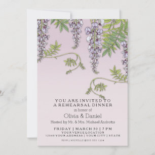 Art Nouveau Vintage Wisteria Floral Rehearsal Invitation