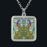 Art Nouveau VintageTiffany Stained Glass Peacock Silver Plated Necklace<br><div class="desc">Colorful vintage artwork. A love gift.</div>
