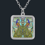 Art Nouveau VintageTiffany Stained Glass Peacock Silver Plated Necklace<br><div class="desc">Colorful vintage artwork. A love gift.</div>